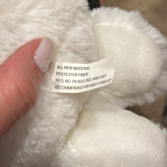 White and Pink Stuffed Bunny Toy with Floppy Ears - Picture 7 of 9